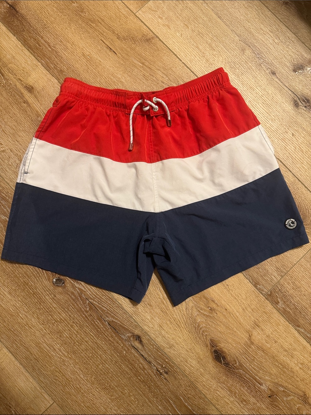 Men's XL Red White Navy Colorblock Binky Bro Swim Trunks